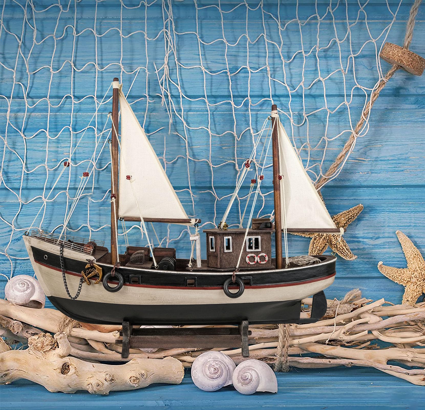 Amazon.co.jp: SAILINGSTORY 木製漁船モデル 船モデル ヨット装飾